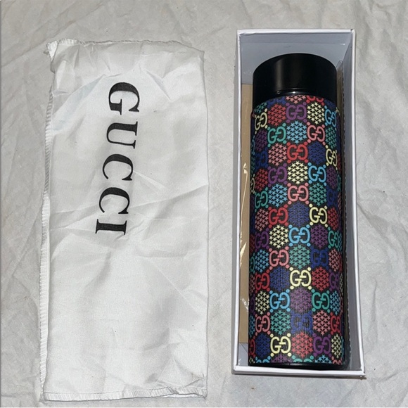 Gucci Black and Multicolor Patterned Men's Thermos